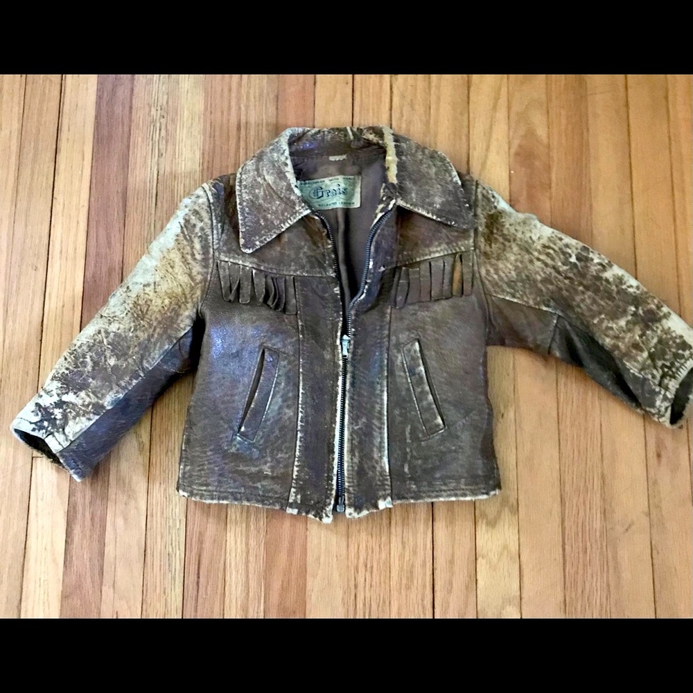 WOW mid century GRAIS leather fringe Childs jacket